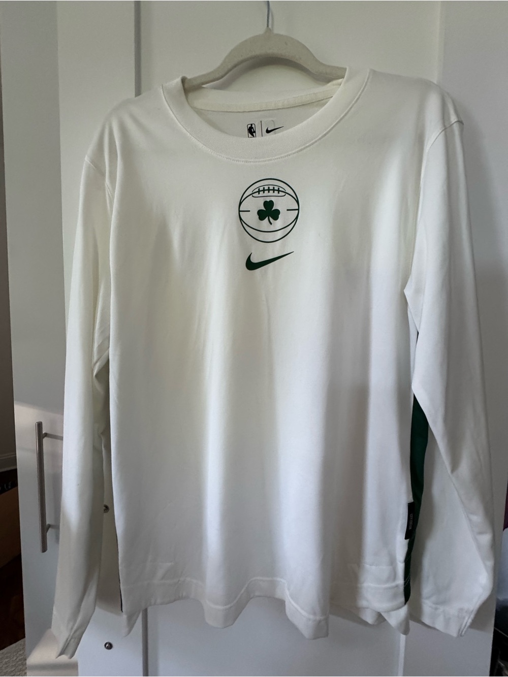 Nike Boston Celtics NBA Long Sleeve Shooting Shirt White Green